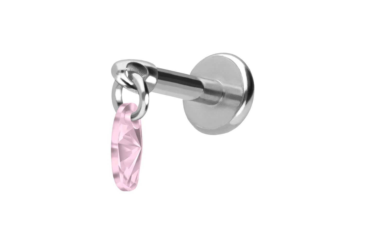 Titan Labret Piercing mit Push Fit KRISTALLOVAL